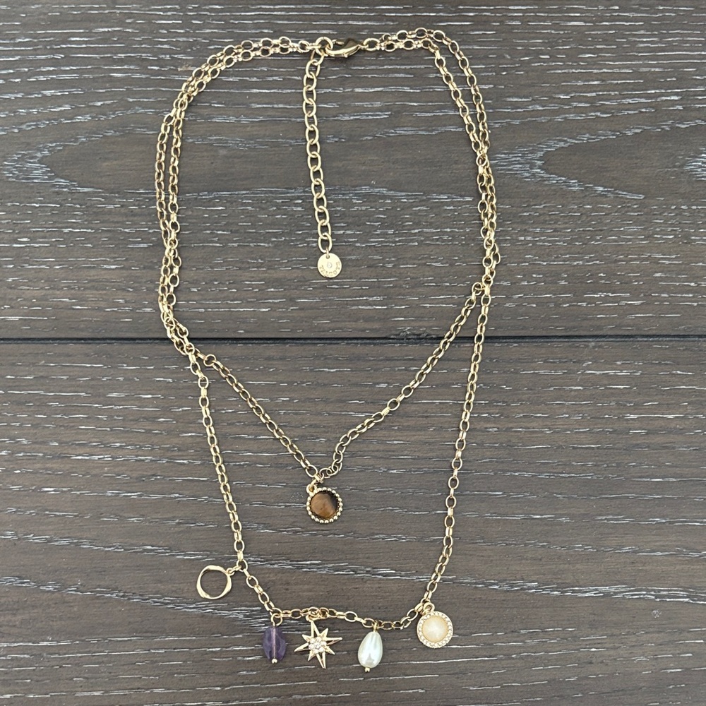 Talbots Gold Multi-Charm Necklace